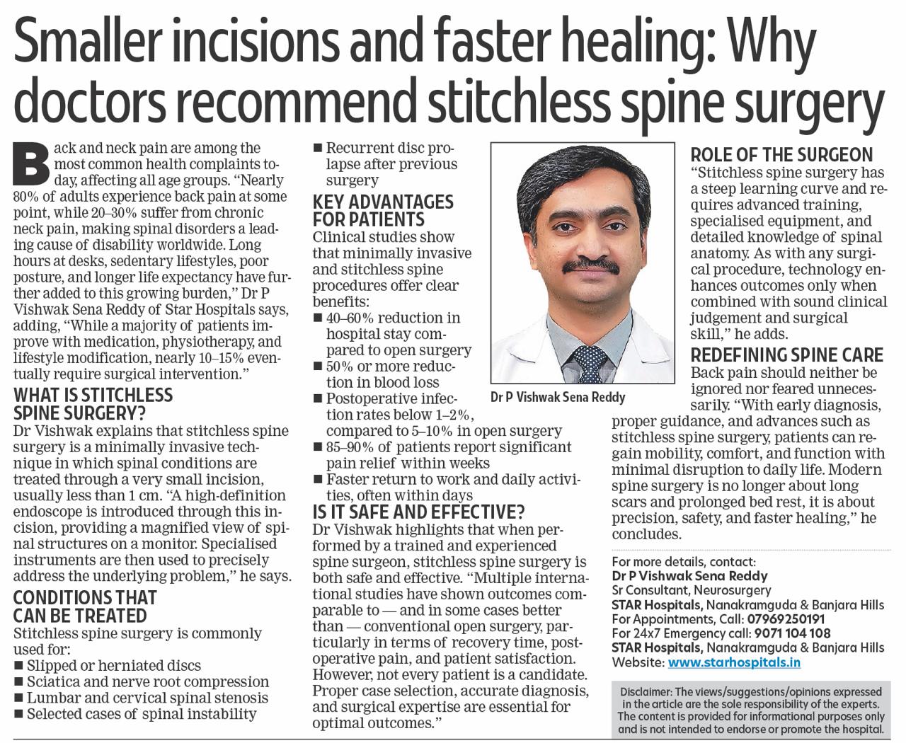 Stitchless Spine Surgery