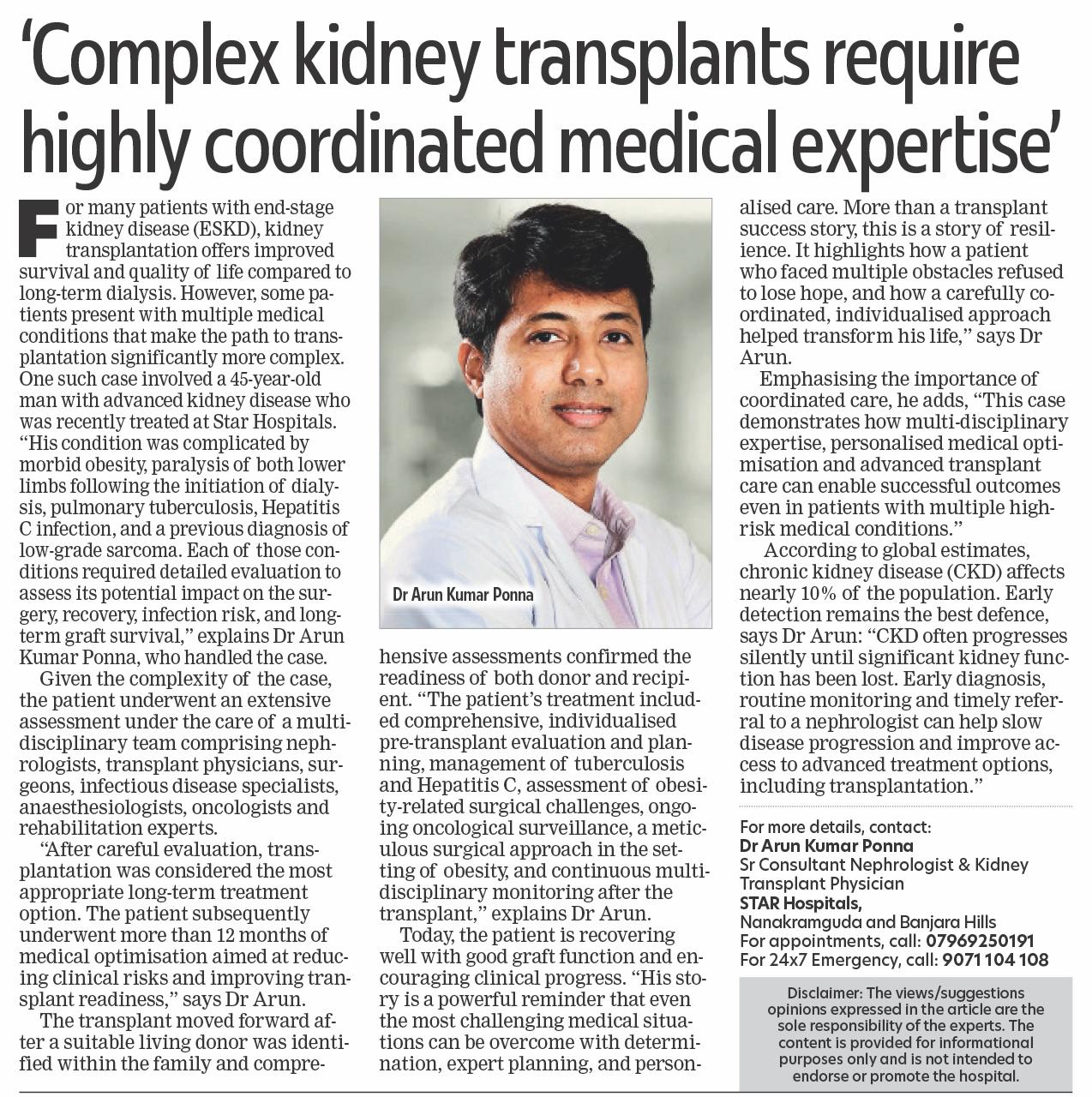 Complex kidney transplants